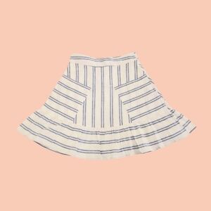 ESPRIT White & Blue Striped Ruffled Mini Skirt!